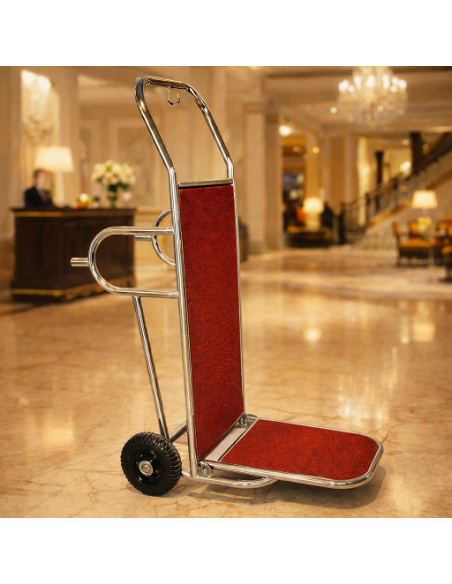 Carrello Portavaligie Pieghevole Acciaio Inox Base Rossa - PV2002I