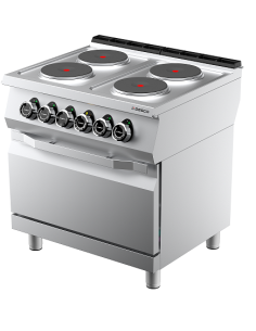 Cucina Elettrica con 4 Piastre Tonde Forno Elettrico Statico GN2/1