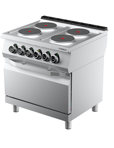Cucina Elettrica con 4 Piastre Tonde Forno Elettrico Statico GN2/1