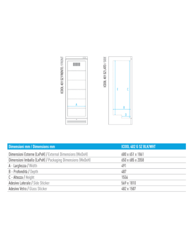 Frigorifero Verticale Bevande ICOOL402GSZWHT Statico Bianco 360Lt