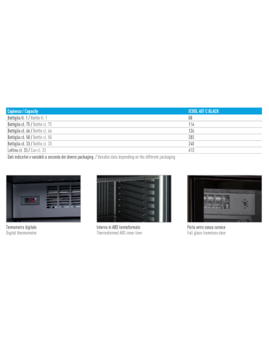 Frigorifero verticale Bevande Nero 360Lt