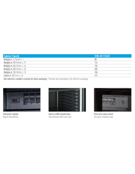 Frigorifero verticale Bevande Nero 360Lt