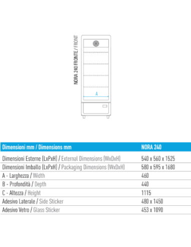 Frigorifero Bibite Ventilato Bianco Termostato Digitale 240Lt
