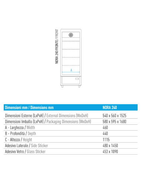 Frigorifero Bibite Ventilato Bianco Termostato Digitale 240Lt
