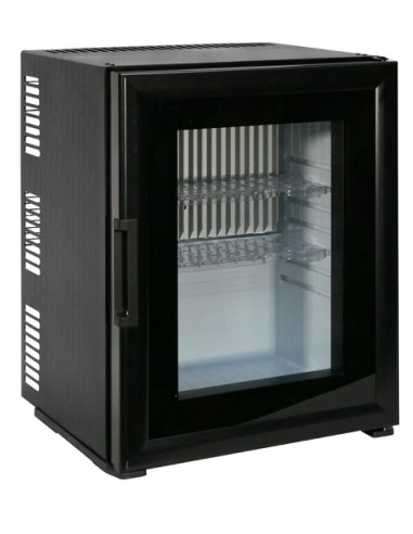 Minibar Nero per Hotel Porta a Vetro Reversibile Capacità 40 Lt