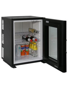 Minibar Nero per Hotel Porta a Vetro Reversibile Capacità 40 Lt