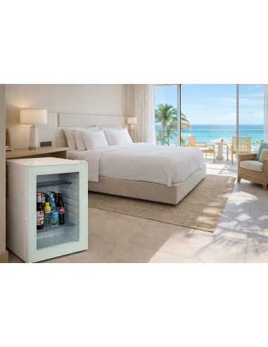 Minibar Bianco EL40PVTW per Camera Hotel con Porta a Vetro 40LT