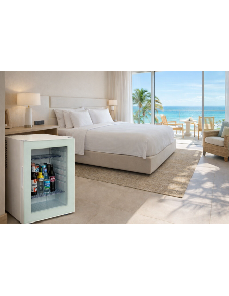 Minibar Bianco EL40PVTW per Camera Hotel con Porta a Vetro 40LT
