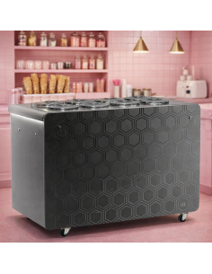 Bancone per Gelato Mantecato 8 Carapine con Riserva Grigio Silver