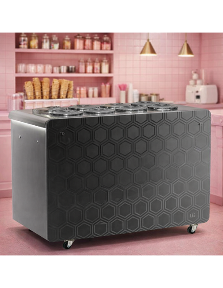 Bancone per Gelato Mantecato 8 Carapine con Riserva Grigio Silver