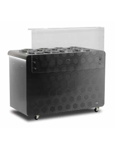 Bancone Gelato Mantecato 10 Carapine con Plexiglass Grigio Silver