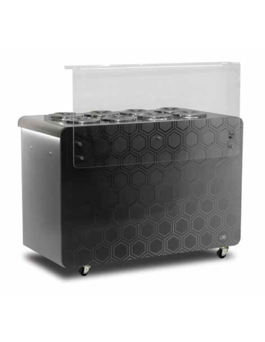 Bancone Gelato Mantecato 10 Carapine con Plexiglass Grigio Silver