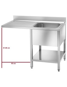 Lavello Inox a Sbalzo Vasca a Destra Dimensioni 1400x700x950h mm