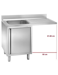 Lavello Armadiato a Sbalzo 2 Ante a Battente Vasca Sinistra 140x70x85h