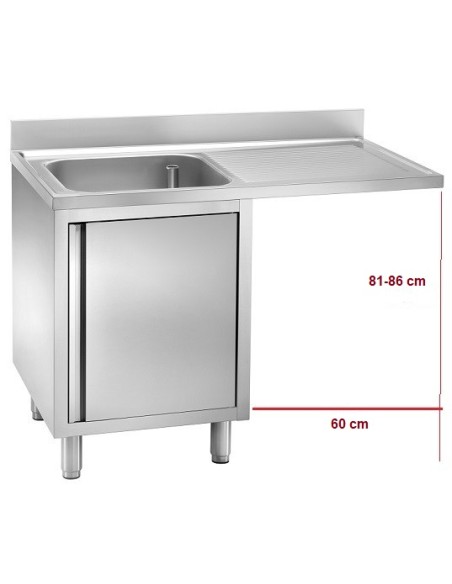 Lavello Armadiato a Sbalzo 2 Ante a Battente Vasca Sinistra 140x70x85h