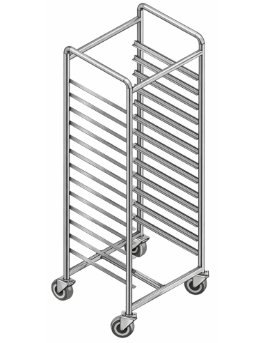 Carrello Inox Portateglie Capacità 15 Teglie 60x80 Dimensioni 650x830x1600h mm
