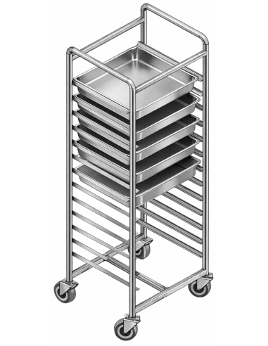 Carrello Inox Portateglie Capacità 15 Teglie 60x80 Dimensioni 650x830x1600h mm