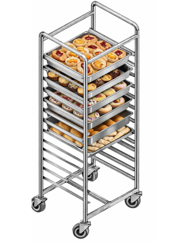 Carrello Portateglie Capacità 15 teglie 60x40 Dimensioni 650x430x1600h