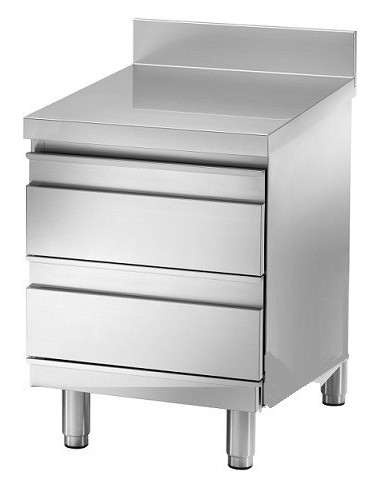 Cassettiera Acciaio Inox Alzatina 2 Cassetti Dimensione 50x60x85h cm