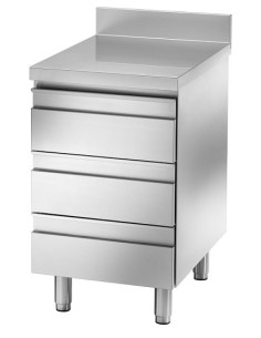 Cassettiera Inox con Alzatina 3 Cassetti Dimensione 50x60x85h cm