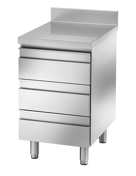 Cassettiera Inox con Alzatina 3 Cassetti Dimensione 50x60x85h cm