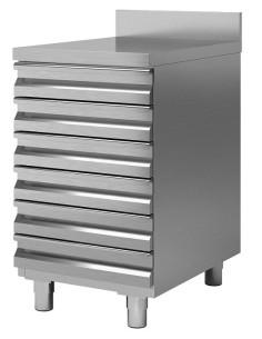 Cassettiera Inox con Alzatina 7 Cassetti Dimensione 500x700x850h mm