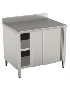 Tavolo Armadiato Inox Ante Scorrevoli Alzatina Dim: 160x60x90h