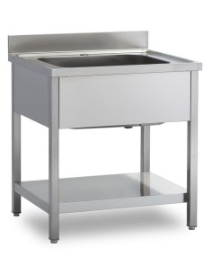 Lavello con Ripiano 1 Vasca cm 90x70x85/95h - Modello ELGE97R