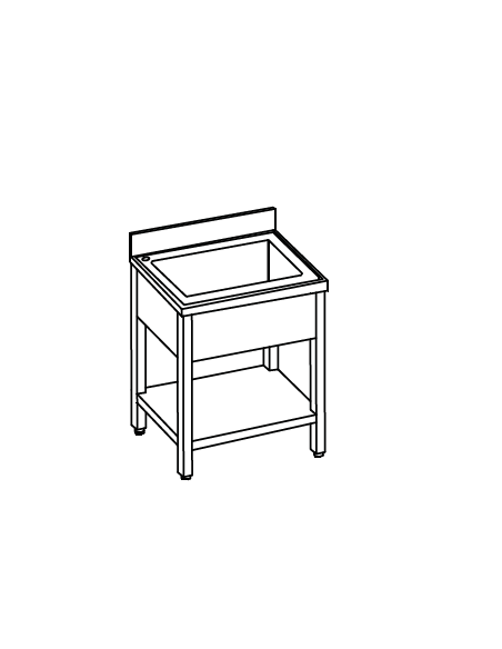 Lavamani Inox Vasca Quadrata Senza Comando Dimensione 50x50x85hcm