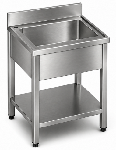 Lavamani Inox Vasca Quadrata Comando a Pedale Dimensione 50x50x85h