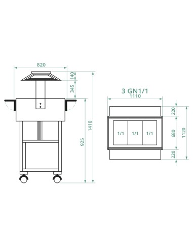 Carrello Refrigerato Bassa Temperatura Colore Grigio 3XGN1/1