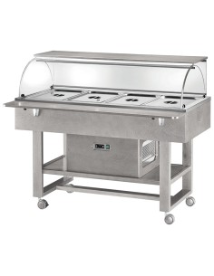 Carrello di Servizio in Legno Refrigerato Grigio Cenere 4xGN 1/1