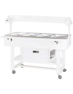 Carrello di Servizio in Legno Refrigerato Bianco Laccato 4xGN 1/1