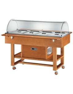 Carrello di Servizio Refrigerato  in Legno Noce 4 GN1/1