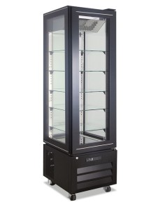 Vetrina Congelatore Verticale Nera 4 Lati Vetro No Frost