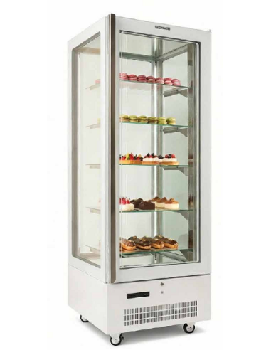Vetrina Refrigerata Ventilata Bianca 5 Ripiani in Vetro temperato