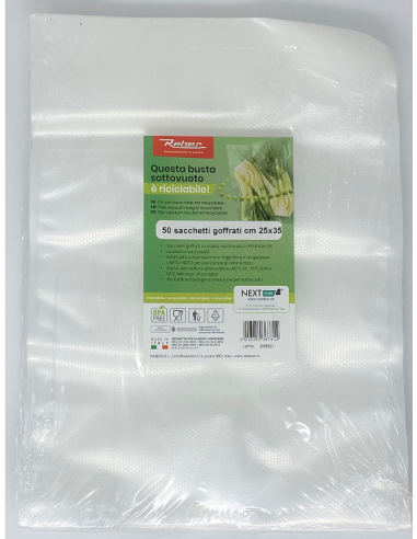 Buste Goffrate Riciclabili Sottovuoto Dimensione 25x35 cm 150pz