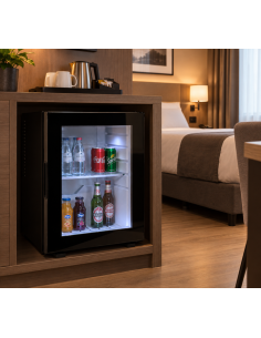 Minibar Hotel Nero EL30PV Porta a Vetro Silenzioso Capacità 35Lt