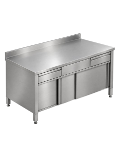Tavolo Inox Armadiato Battente Cassettiera Orizzontale 900x600x850