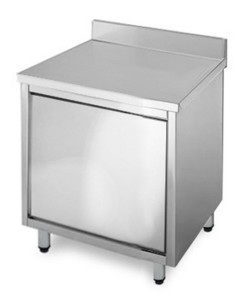 Tavolo Armadiato Inox Anta Battente con Alzatina Dim: 60x60x850h