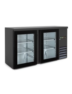 Frigorifero Retro Banco Orizzontale Nero 2 Porte a Vetro 226 Lt