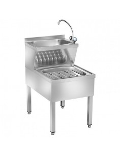 Lavamani Acciaio Inox con Lava Stracci - Modello LMMC