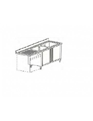 Lavello Armadiato Scorrevole con Vano Lavastoviglie - cm 160x70x85h