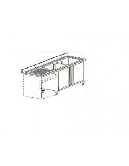 Lavello Armadiato Scorrevole con Vano Lavastoviglie - cm 160x70x85h