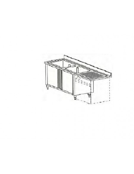 Lavello Armadiato Scorrevole con Vano Lavastoviglie - cm 160x70x85h