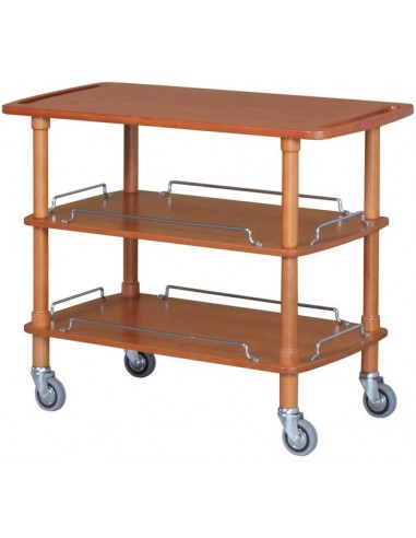Carrello di Servizio in Legno Color Noce 3 Ripiani - CLP2003 Carrello di Servizio in Legno Color Noce 3 Ripiani - CLP2003