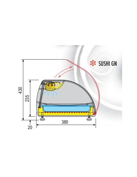 Vetrina Sushi - Vetro Curvo Apribile - Capacità 4 GN1/3 - SUSHI4GN