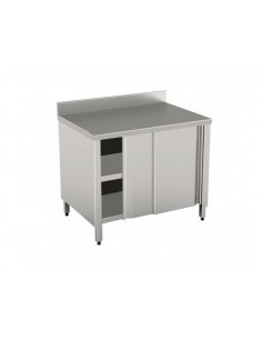 Tavolo Inox - Ante Scorrevoli e Alzatina - cm 150x70x90 - TASE15/7A