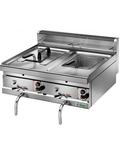 Friggitrice a Gas - Rubinetto - 2 Vasche - Capacità Olio 2X10 Lt - SF10DM