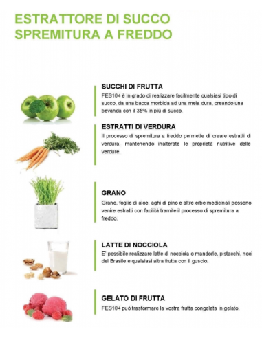 Estrattore di Succo da 160 W 3 Filtri di Serie - FES104